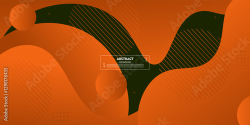 Orange geometric business banner design. Creative banner design with wave shape and line as template. Simple horizontal banner. Vector Eps10