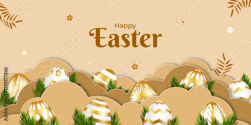 Vector illustration of Happy Easter social media template