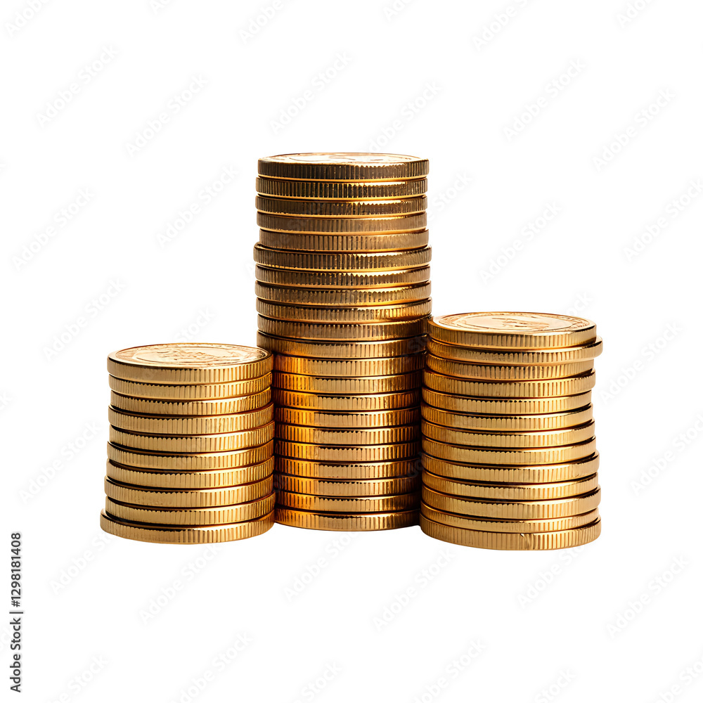 gold coin stacks money concept isolated on transparent background gold coin stacks money concept isolated on transparent background