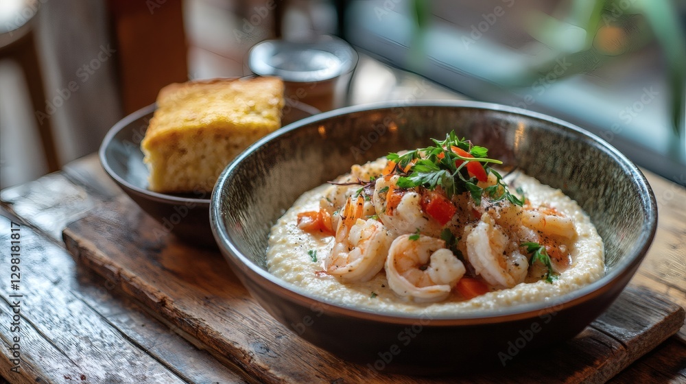 Shrimp and grits: a delicious Southern dish with creamy texture and seafood delight. Comfort food at its best. Shrimp and grits: a delicious Southern dish with creamy texture and seafood delight. Comfort food at its best.