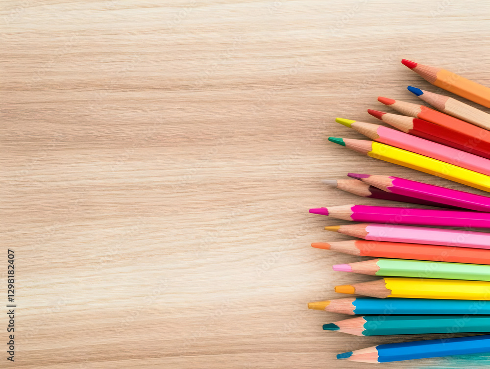 Colorful Pencils on Wood Background Illustration Colorful Pencils on Wood Background Illustration