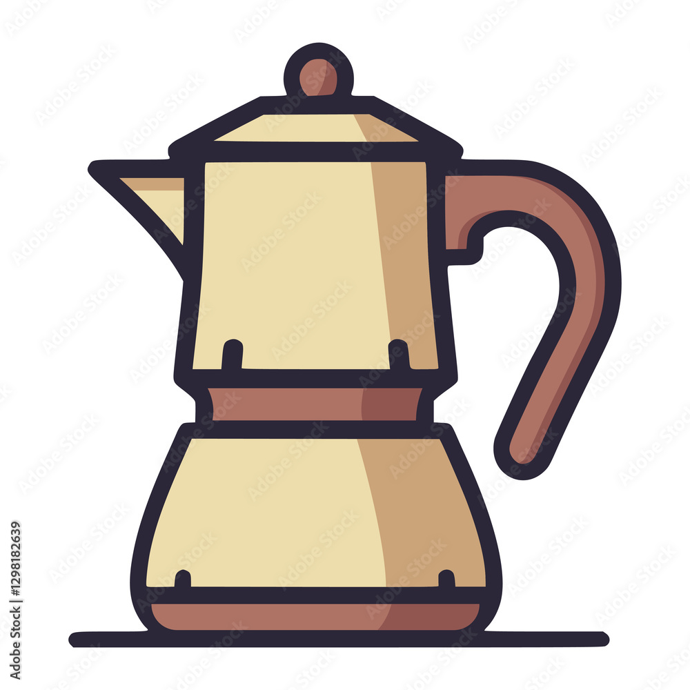Obraz premium coffee pot drink beverage flat color vector illustration template design