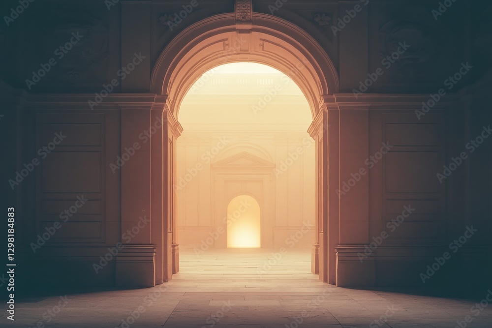 Fototapeta premium Ethereal Archway with Soft Glowing Light in a Serene Space