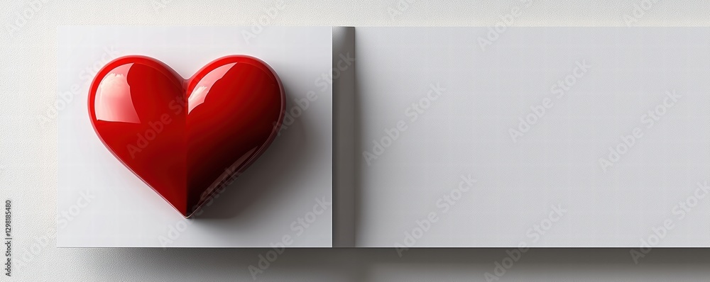 Red heart-shaped design featured on a minimalistic greeting card background Red heart-shaped design featured on a minimalistic greeting card background
