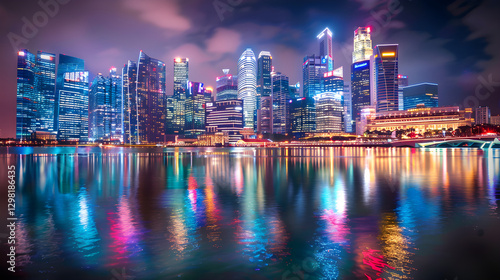 Wallpaper Mural A dazzling, night-time panorama of Singapore's bustling cityscape and local attractions Torontodigital.ca