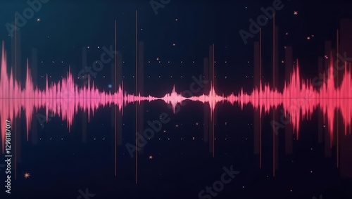 Ai Vocal Remover. Sound waves are moving in dark blue sky