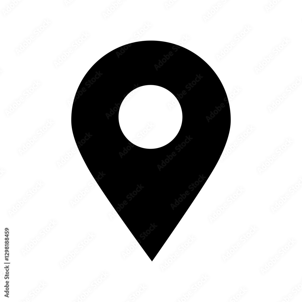 Location map pin icon symbol. Vector illustration. Black pin marker isolated on white background. Flat vector illustration Location map pin icon symbol. Vector illustration. Black pin marker isolated on white background. Flat vector illustration