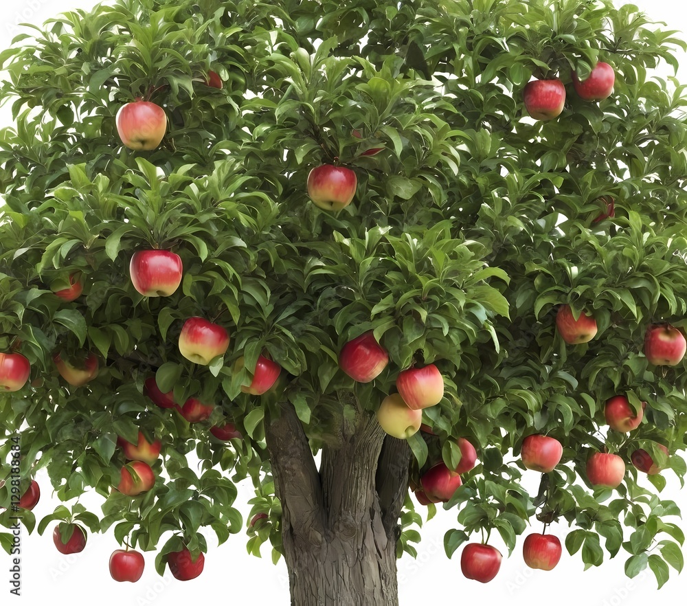 Isolated Apple Tree with Red Apples on White Background - Detailed High-Quality Fruit Tree Isolated Apple Tree with Red Apples on White Background - Detailed High-Quality Fruit Tree