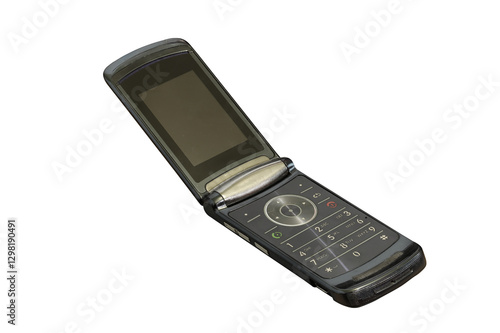 vintage mobile flip phone isolated 