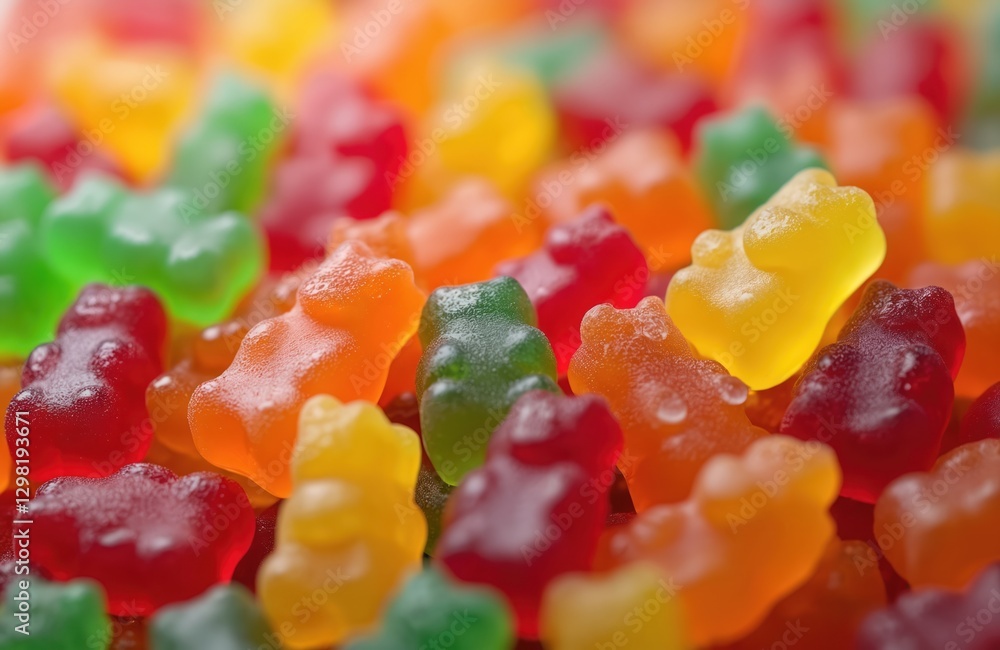 Close up shot of colorful gummy bears pile. Macro photo of red, green, orange, yellow jelly sweets. Fruit chewy candy mix snack background for kids and party time. Close up shot of colorful gummy bears pile. Macro photo of red, green, orange, yellow jelly sweets. Fruit chewy candy mix snack background for kids and party time.