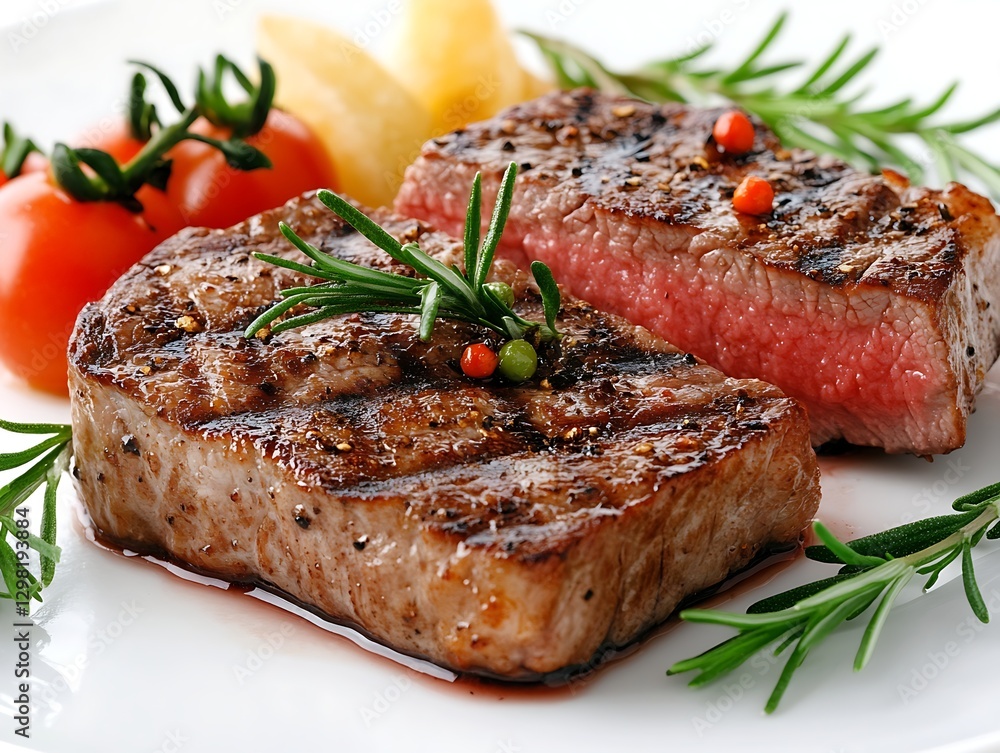 Grilled Steak with Rosemary, Tomatoes, and Potatoes Grilled Steak with Rosemary, Tomatoes, and Potatoes