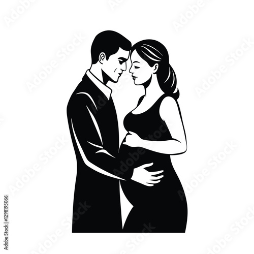 Warm loving couple embracing with tender partner touch silhouette