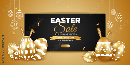 Vector illustration of Happy Easter Sale social media template