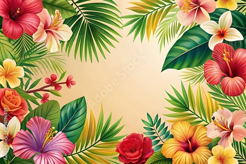 Colorful flower garden with a yellow background