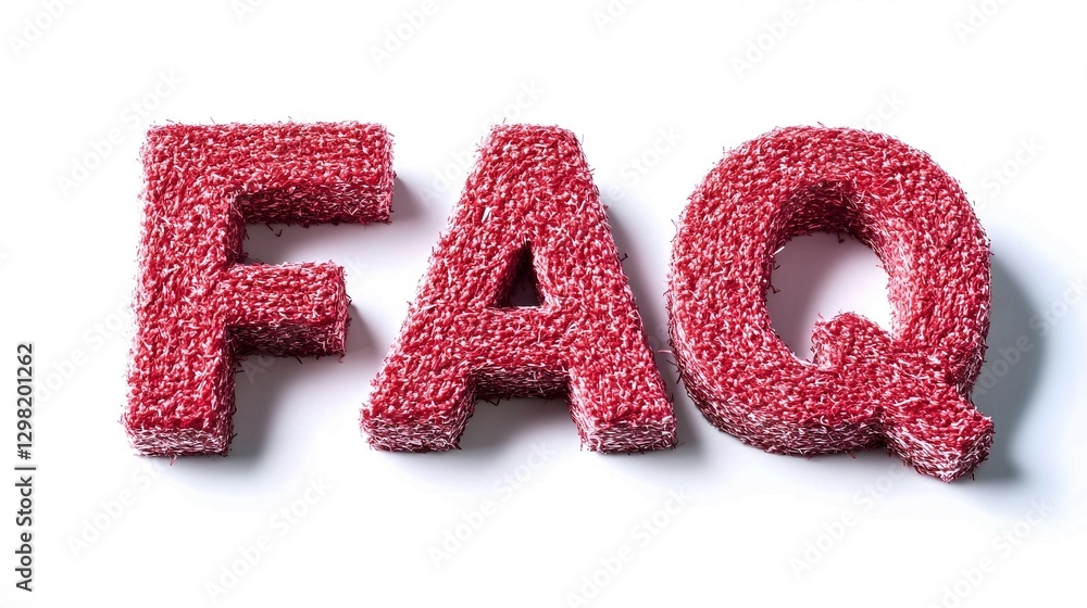 Textured red 'FAQ' typography on white background
Textured red 'FAQ' typography on white background