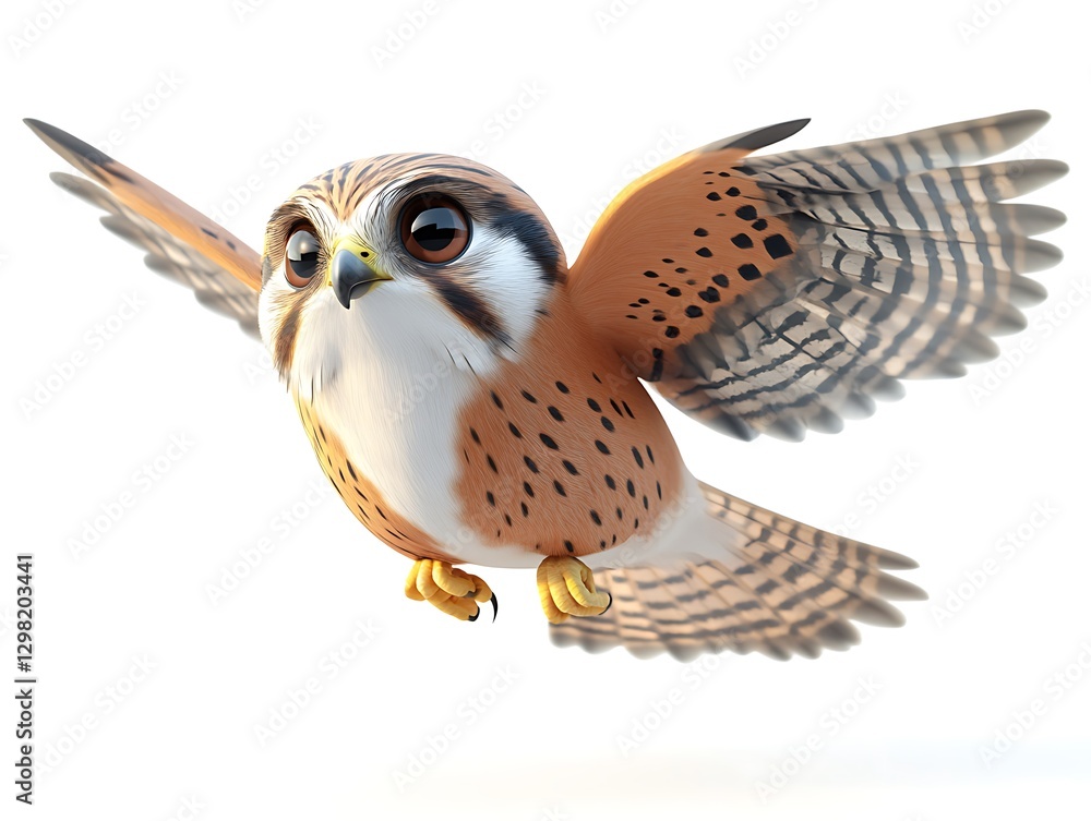 Fototapeta premium Flying cartoon owl digital art whimsical environment fun perspective