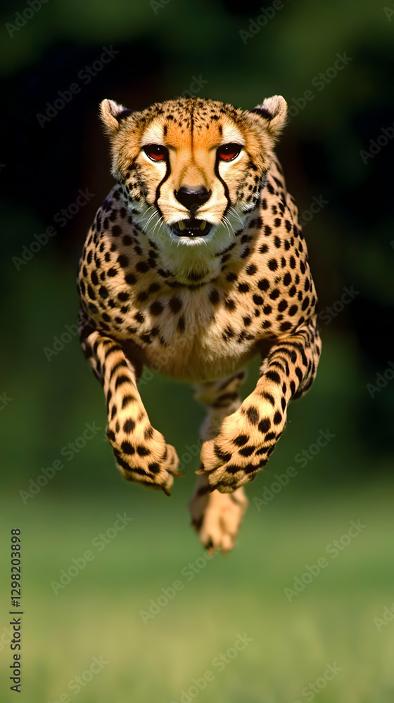 Cheetah in Leap Realistic Wildlife Image Cheetah in Leap Realistic Wildlife Image