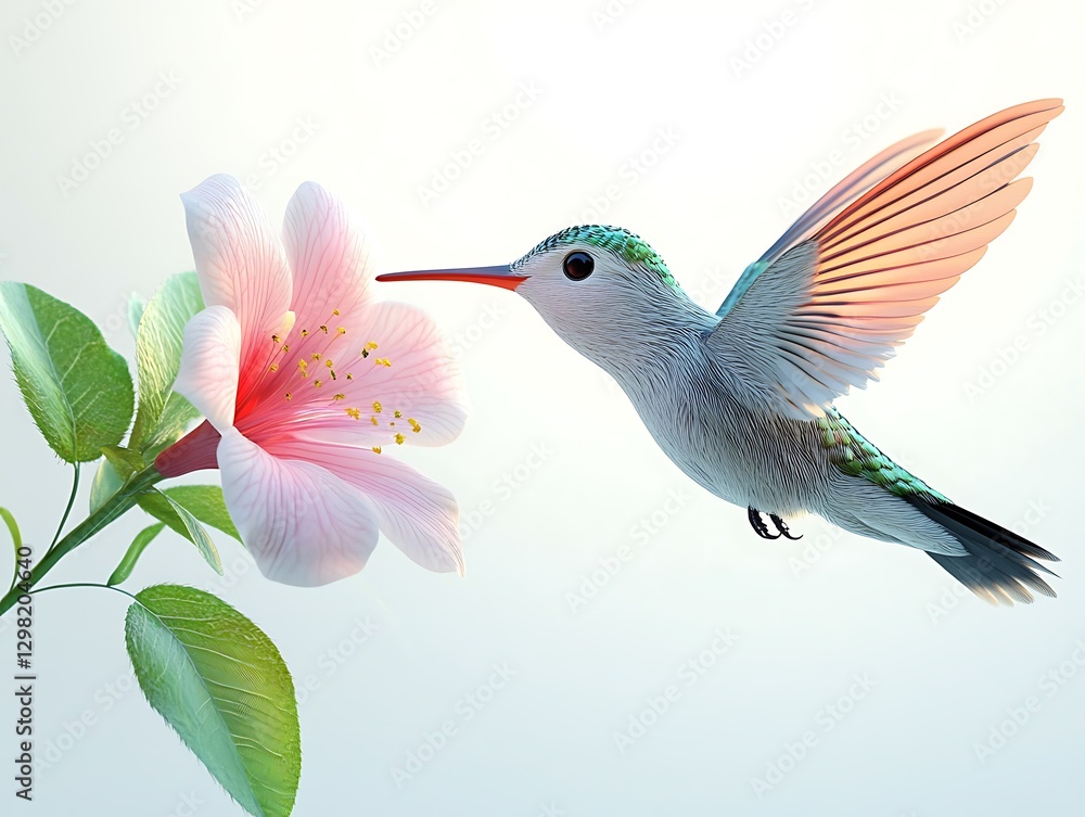 Fototapeta premium Hummingbird feeding on flower nature scene close-up view serenity
