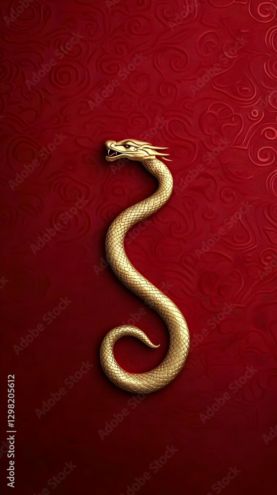 Obraz premium Golden Serpent 3D Illustration