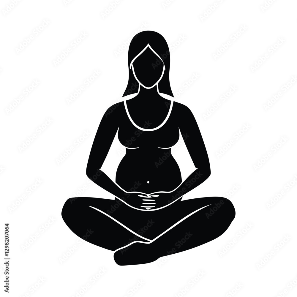 Serene pregnant woman in cross legged meditation exuding quiet calm Serene pregnant woman in cross legged meditation exuding quiet calm