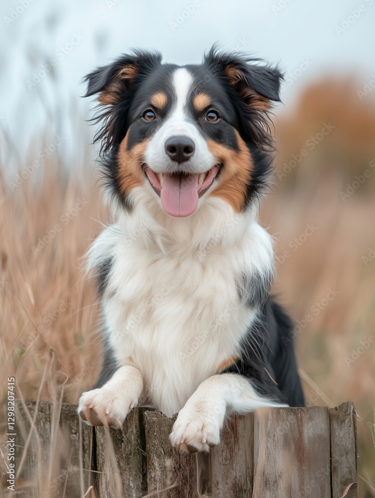 Portrait of a border collie Border collie sit and smile cheerful Portrait of a border collie Border collie sit and smile cheerful