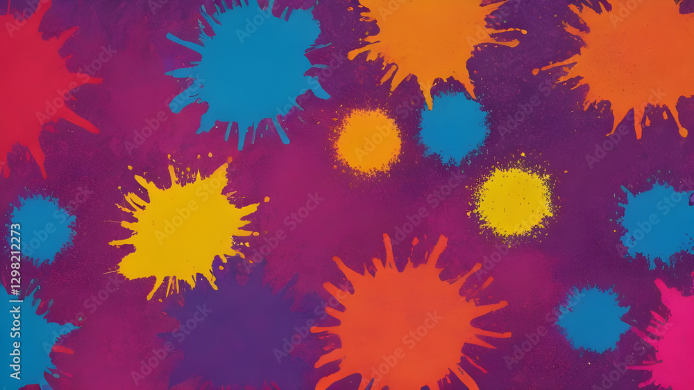 Colorful powder exploding creating a vibrant and festive atmosphere, celebrating the Holi festival in India Colorful powder exploding creating a vibrant and festive atmosphere, celebrating the Holi festival in India