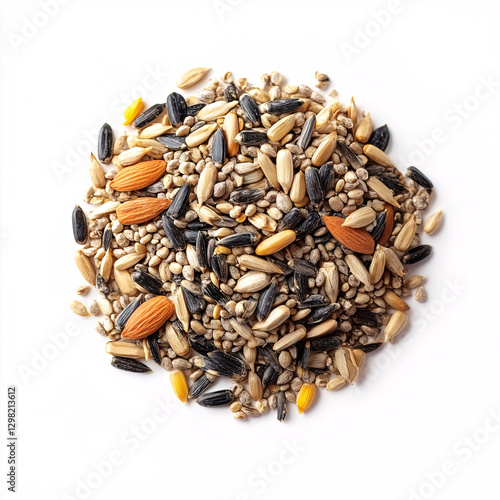 Mixing seeds for birds home garden food photography bright background close-up nature's bounty