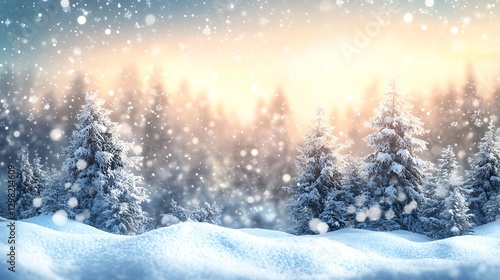 Wallpaper Mural Snowy Forest Sunrise Landscape Torontodigital.ca