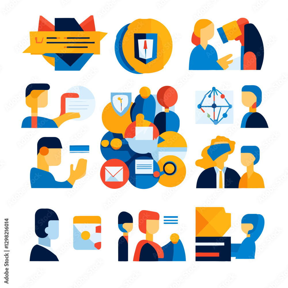 Modern Communication Icons in Flat Design Style on White Background Modern Communication Icons in Flat Design Style on White Background