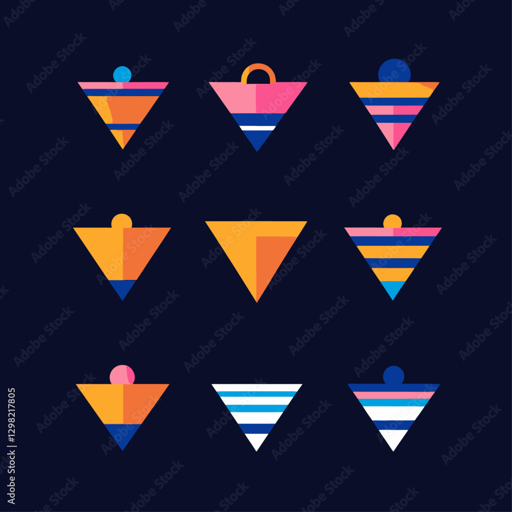 Colorful Gradient Triangles on Dark Blue Background - Abstract Design Colorful Gradient Triangles on Dark Blue Background - Abstract Design