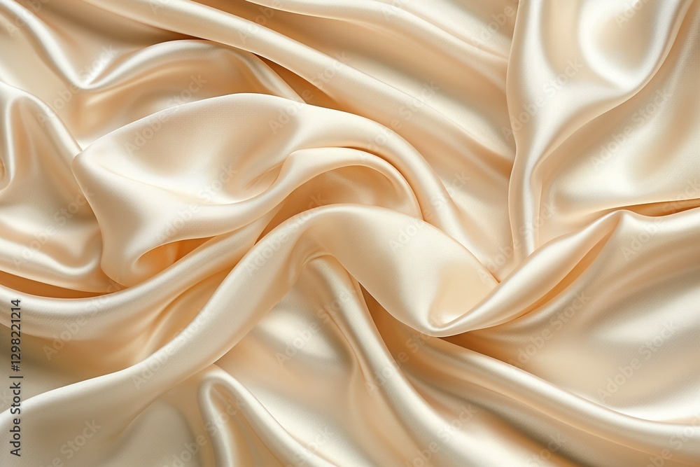 Close-up of luxurious beige satin fabric, showcasing its smooth texture and elegant drape. Close-up of luxurious beige satin fabric, showcasing its smooth texture and elegant drape.