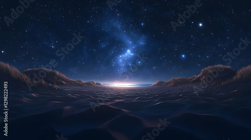 Starry Night Desert Sunrise Panorama