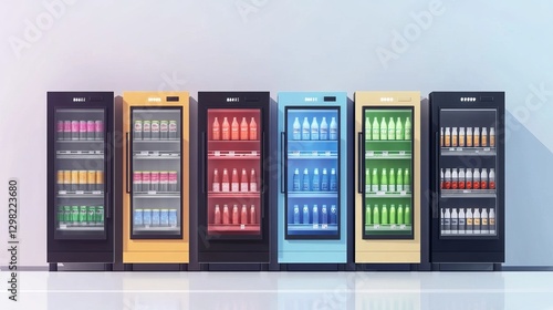 Various supermarket refrigerators photo mockup and planogram Ideal for showcasing new products interior design and retail presentations photo