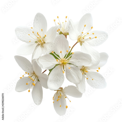 A slender deutzia flower in a top view arrangement captured against a clean transparent background, Single slender deutzia flower top view isolated on transparent background