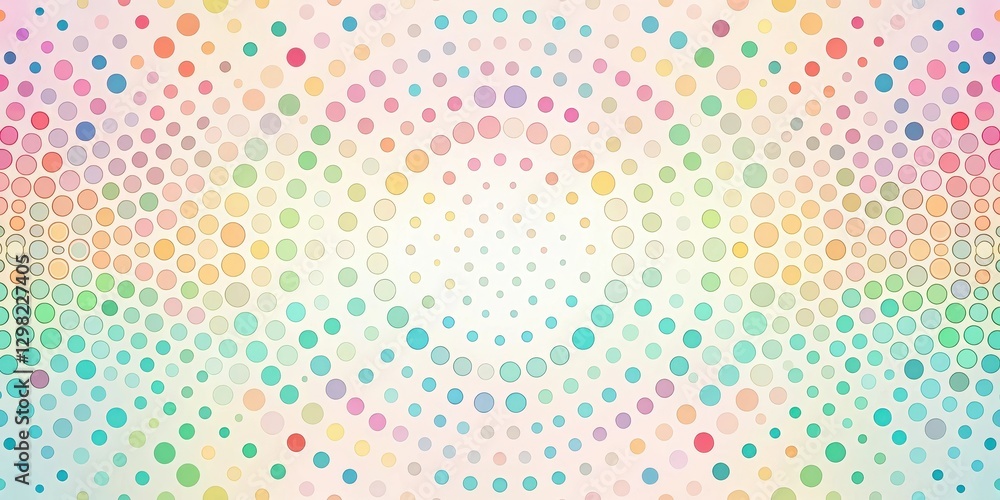 Abstract Pastel Circle Radiating Design, Featuring a Symmetrical Array of Softly Colored Dots Abstract Pastel Circle Radiating Design, Featuring a Symmetrical Array of Softly Colored Dots