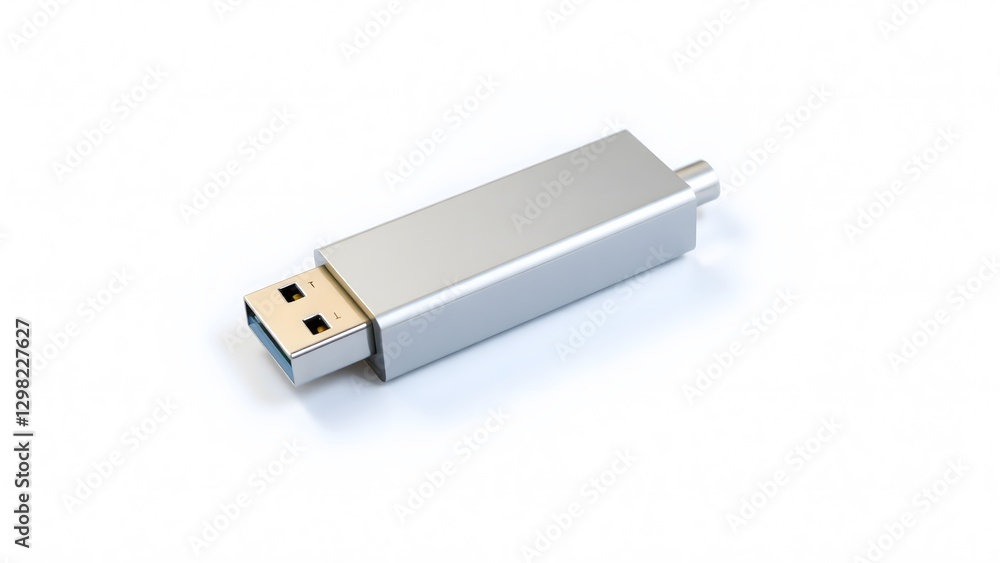 A sleek silver USB flash drive designed for efficient data storage and transfer, featuring a modern and compact design ideal for everyday use in technology. A sleek silver USB flash drive designed for efficient data storage and transfer, featuring a modern and compact design ideal for everyday use in technology.