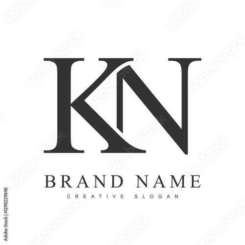 KN trendy logotype template. Initial letter k and n classic font style. Creative logo for company name or identity.