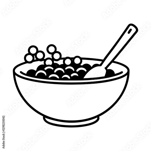 Cereal Bowl Vector Icon. Breakfast Food Grain Symbol