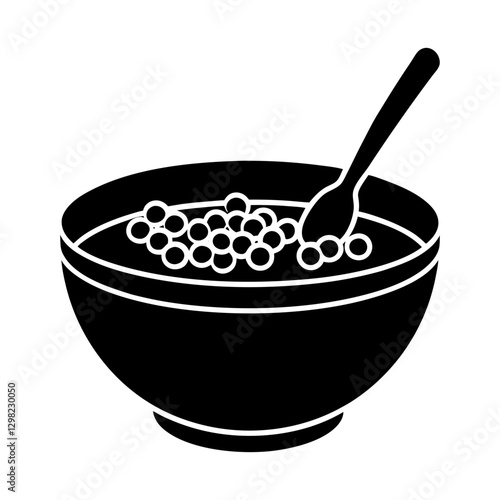 Cereal Bowl Vector Icon. Breakfast Food Grain Symbol