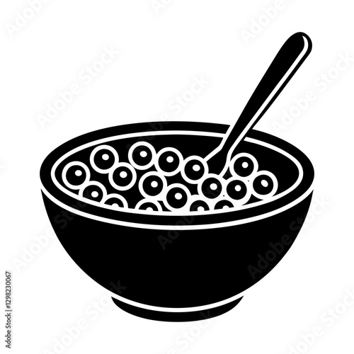 Cereal Bowl Vector Icon. Breakfast Food Grain Symbol