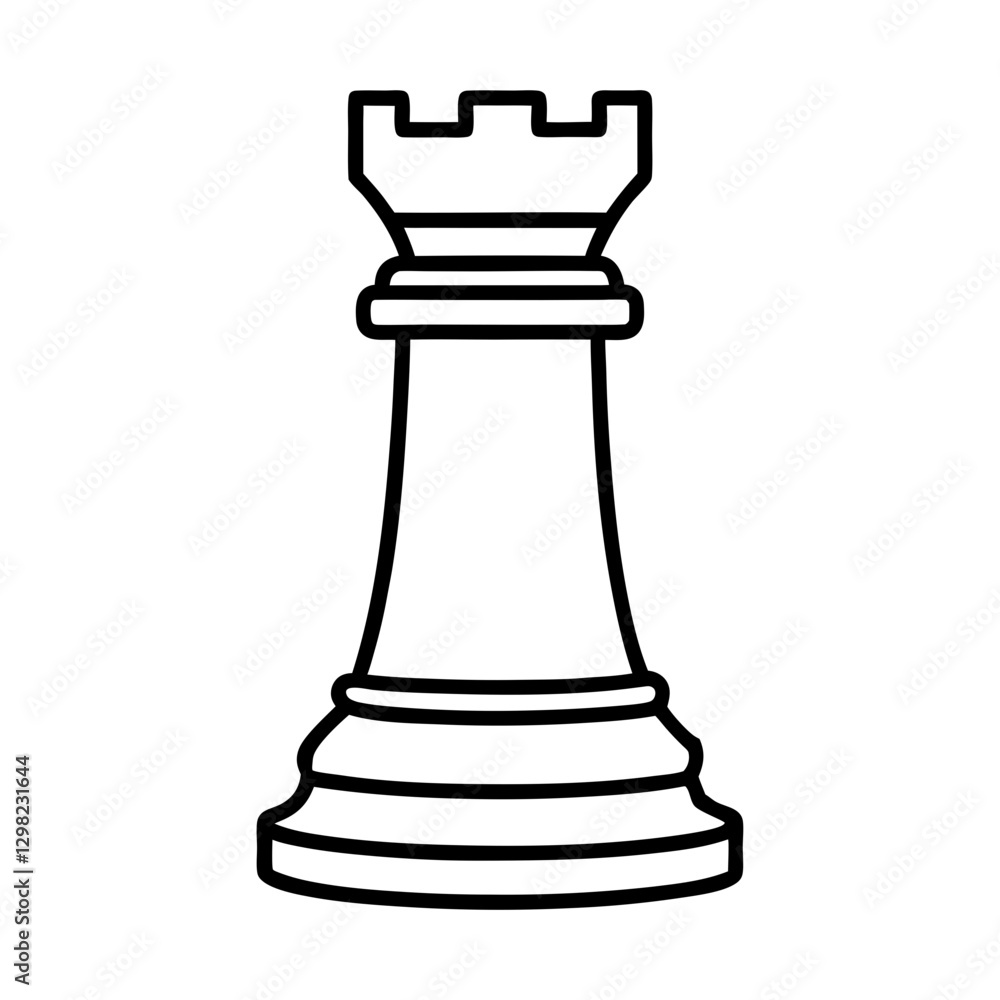 Chess Rook Vector Icon Outline. Castle Piece Game Symbol Chess Rook Vector Icon Outline. Castle Piece Game Symbol