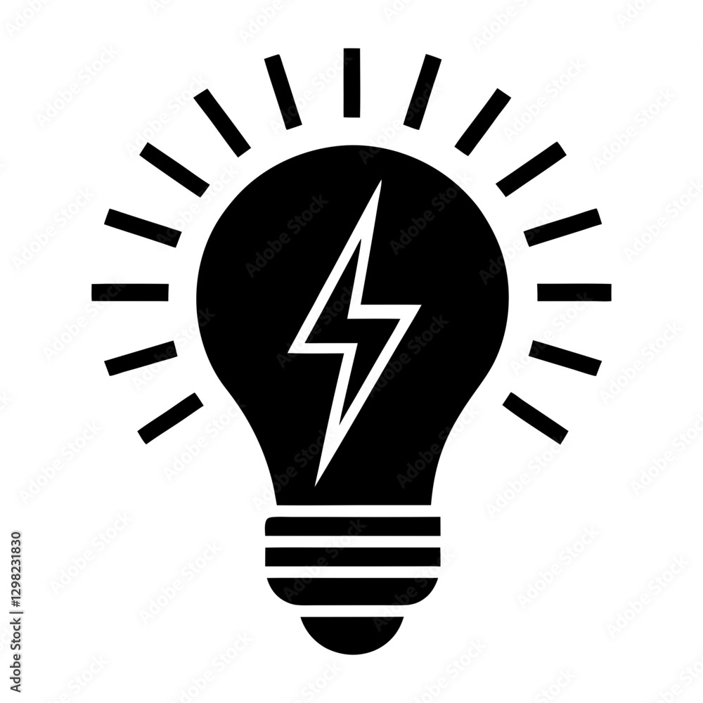 Fototapeta premium Light Bulb Silhouette Vector Icon. Idea Symbol