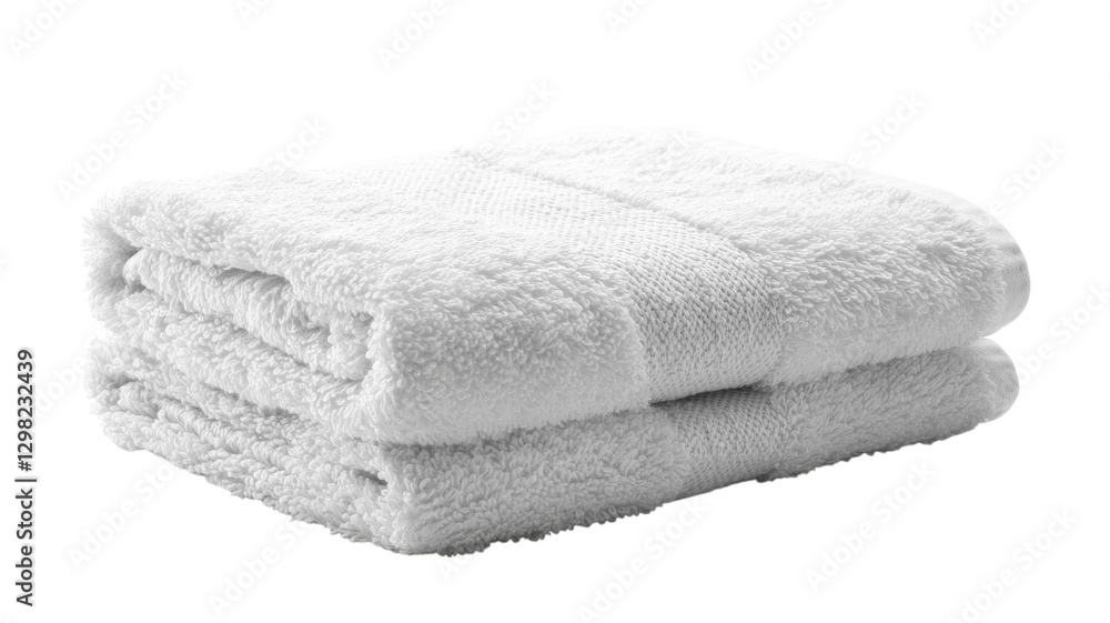 Soft white towels stacked neatly on a countertop in a bathroom setting during daylight