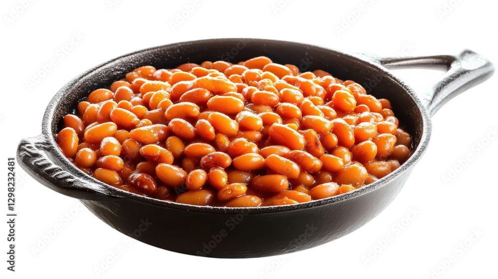 a cast iron skillet filled with vibrant. cooked beans. showcasing their rich color and texture. emphasizing a hearty and nutritious meal option  food's appeal and is suitable for culinary contexts. re
