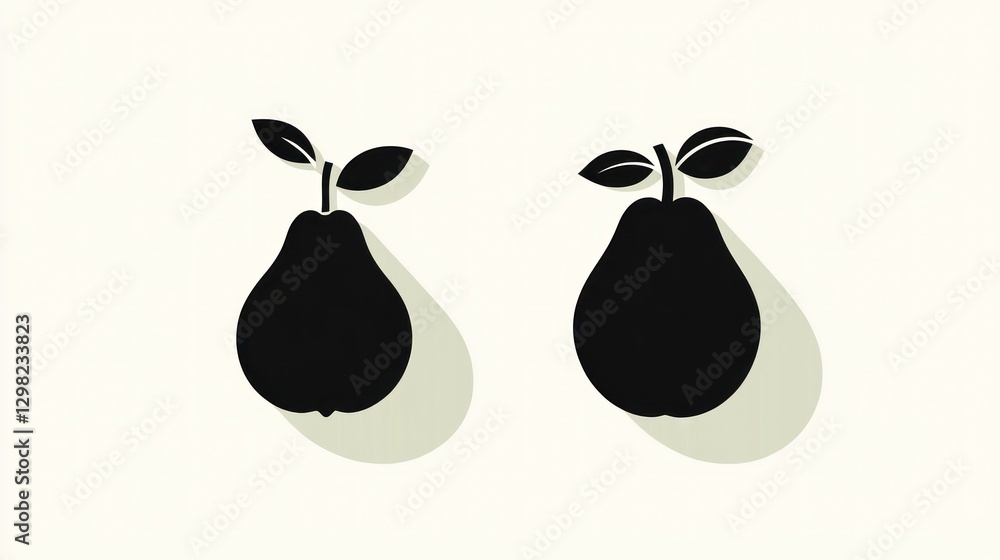 Fototapeta premium Two pears illustration on white background. Useful for menu, logo, or diet article
