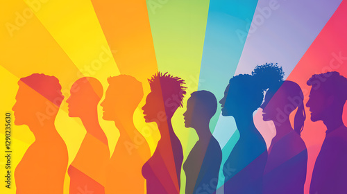 Virtual workspace showcases diversity, equity, and inclusion with vibrant silhouettes, promoting sense of belonging and respect within collaborative setting