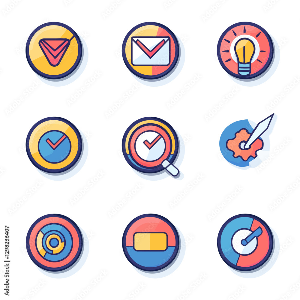Business Icon Set: Efficiency, Ideas, Validation, and Project Management Business Icon Set: Efficiency, Ideas, Validation, and Project Management