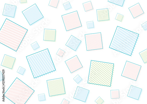 カラフルでシンプルな図形とストライプの背景イラスト