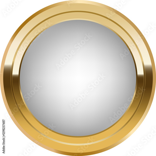 Button stainless chrome 3d on white background