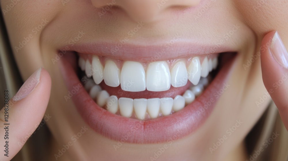 Fototapeta premium Close up photo beautiful amazing mature she her lady white teeth hands arms cheeks cheekbones show great got younger facial skin result using anti-age procedures nude isolated pastel beige background